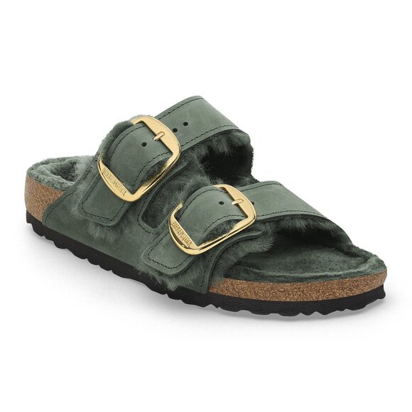 Exclusive Birkenstock Arizona Shearling Big Buckle  in Thyme - Picture 3 of 3